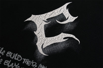 Cracked Letter Gradient Patchwork Hoodie WN11376