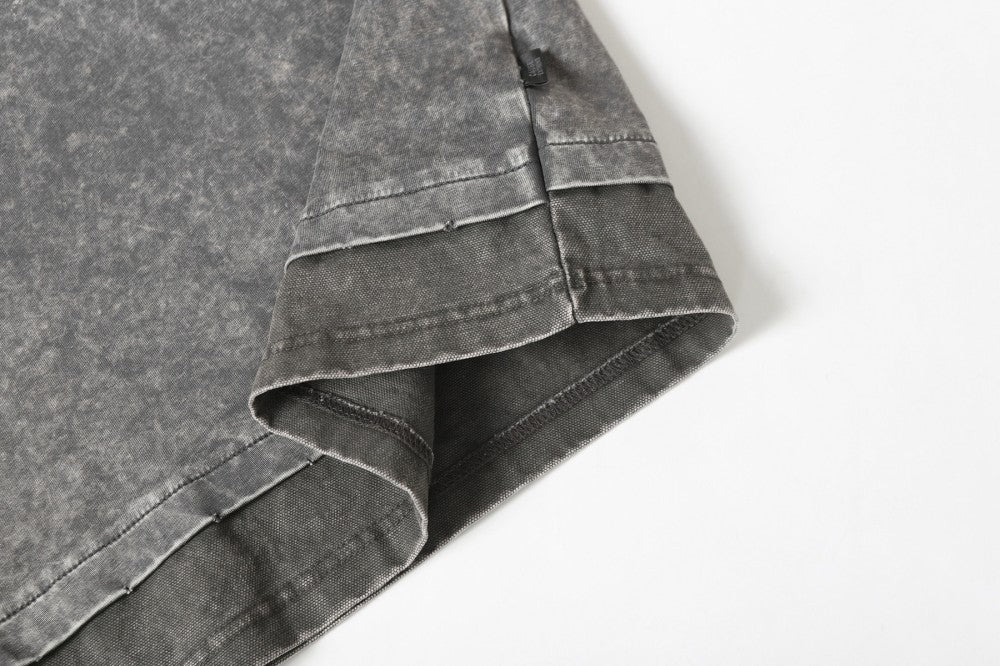Washed Fake Layered Pocket Detail Short Sleeve T-Shirt WN28028