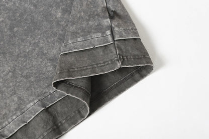 Washed Fake Layered Pocket Detail Short Sleeve T-Shirt WN28028
