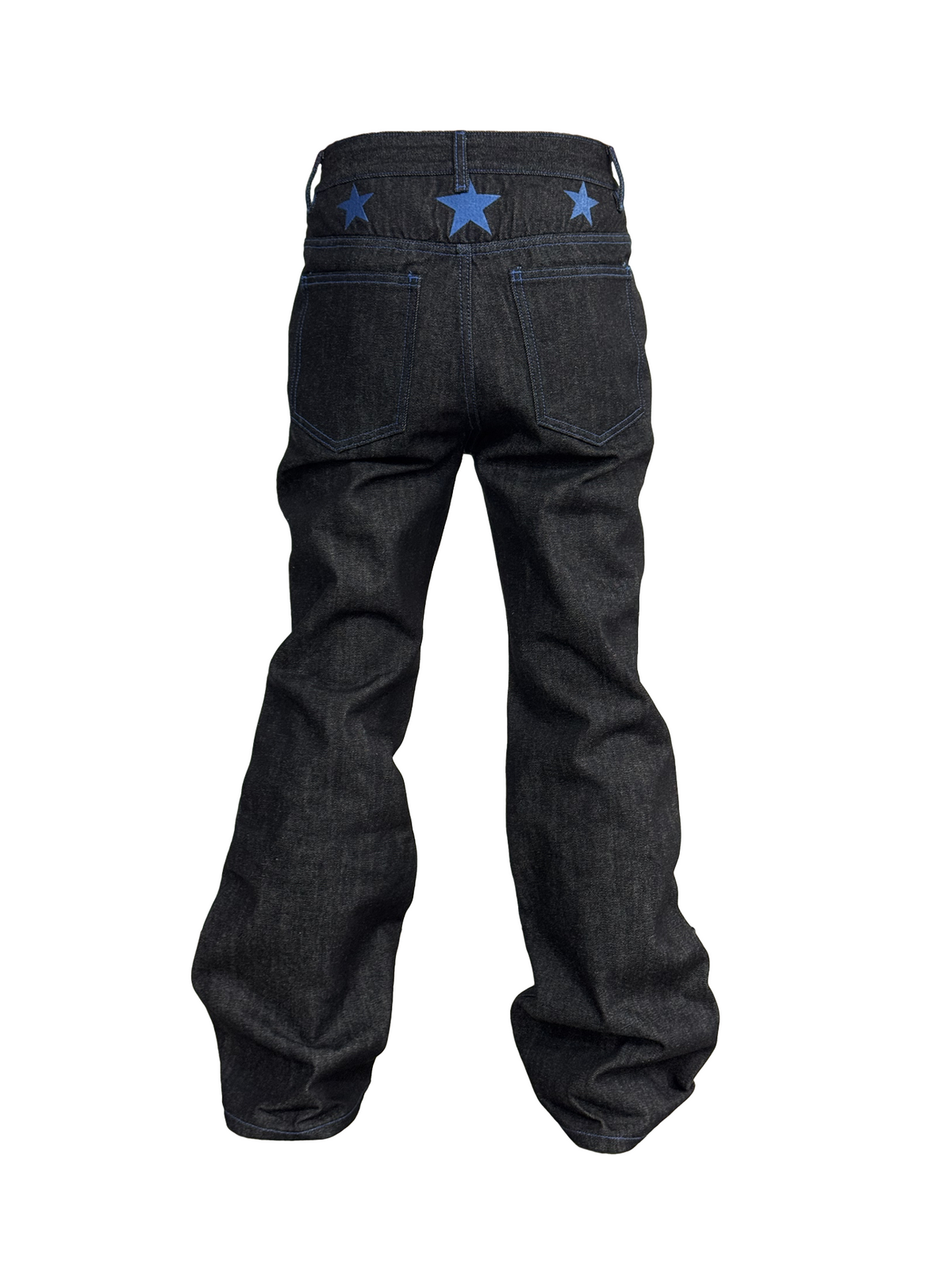 Straight Contrast Stitch Graphic Denim Jeans WN27215