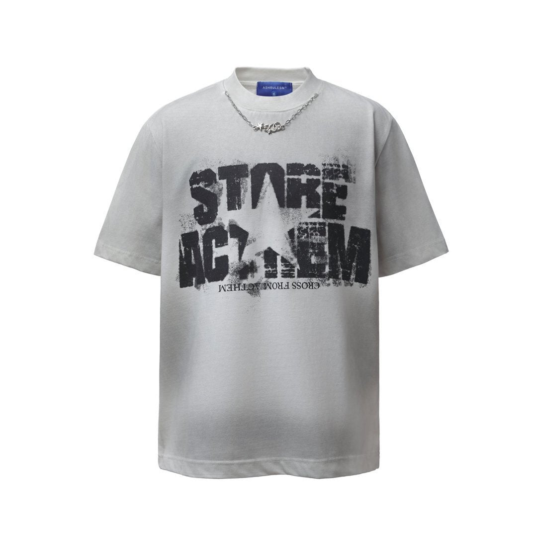 Heavyweight Dirty-Dye Print Oversize Short Sleeve T-Shirt WN25725