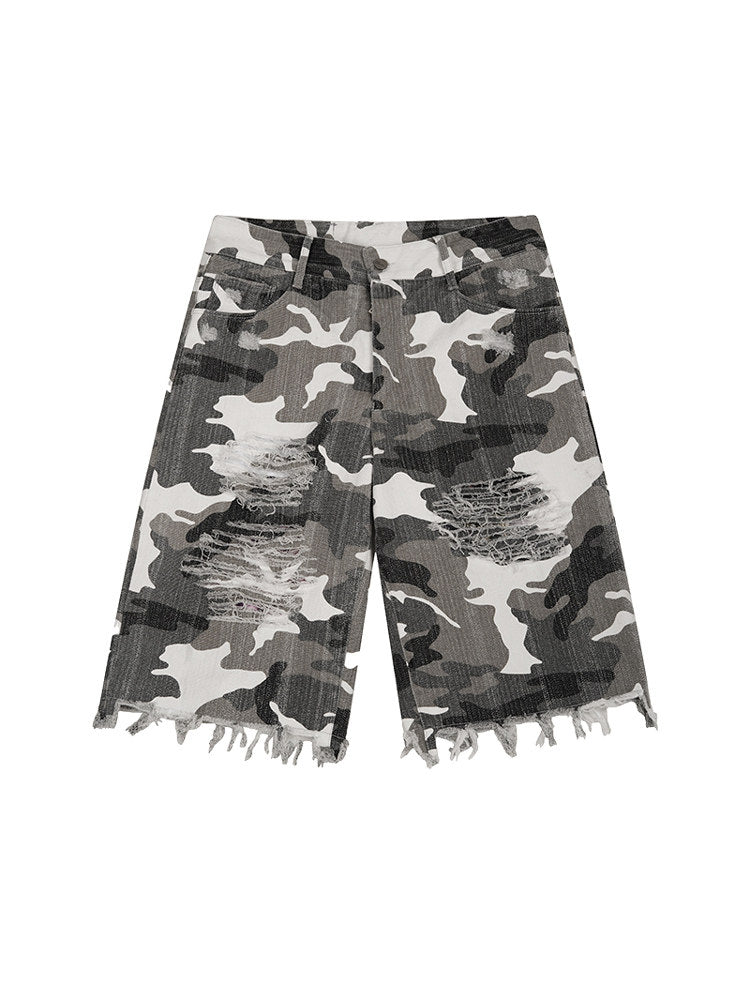 Camouflage Damage Denim Half Pants WN27157