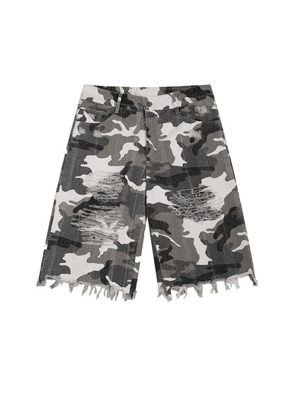Camouflage Damage Denim Half Pants WN27157
