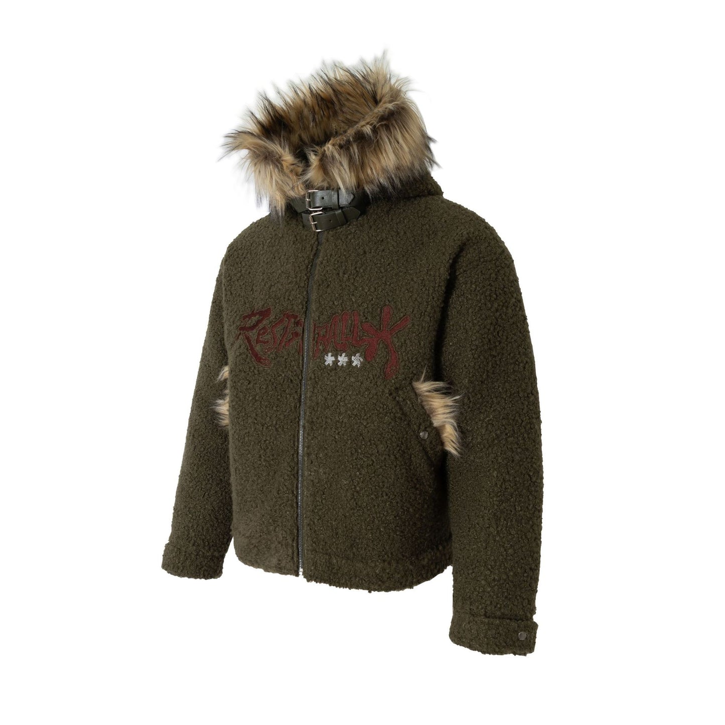 Embroidery Belted Design Hooded Puffer Jacket WN21936