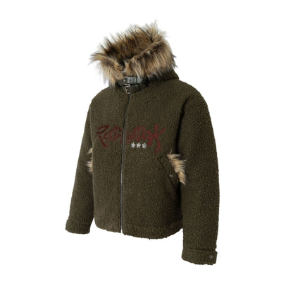 Embroidery Belted Design Hooded Puffer Jacket WN21936