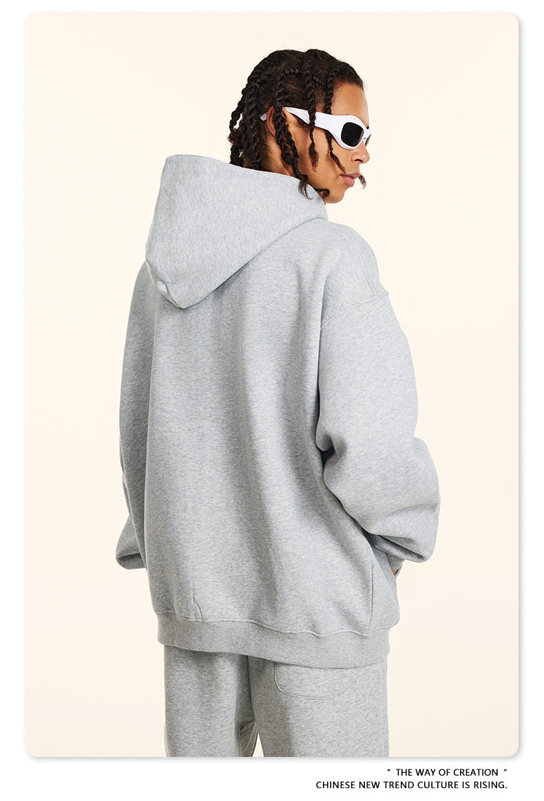 Fleece Lining Oversize Washed Zipper Hoodie WN9943