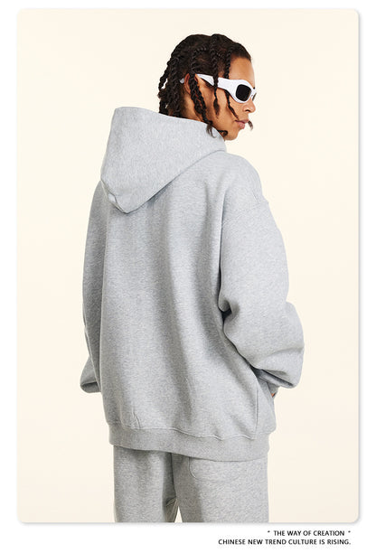 Fleece Lining Oversize Washed Zipper Hoodie WN9943