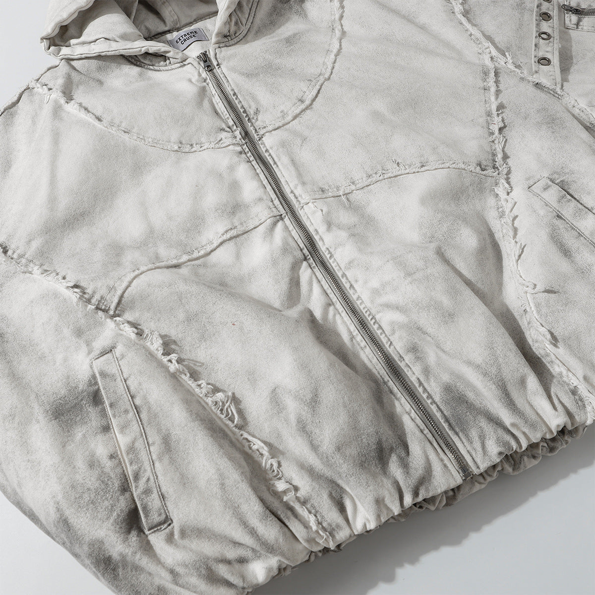 Raw Edge Heavy Wash Thick Puffer Jacket WN12696