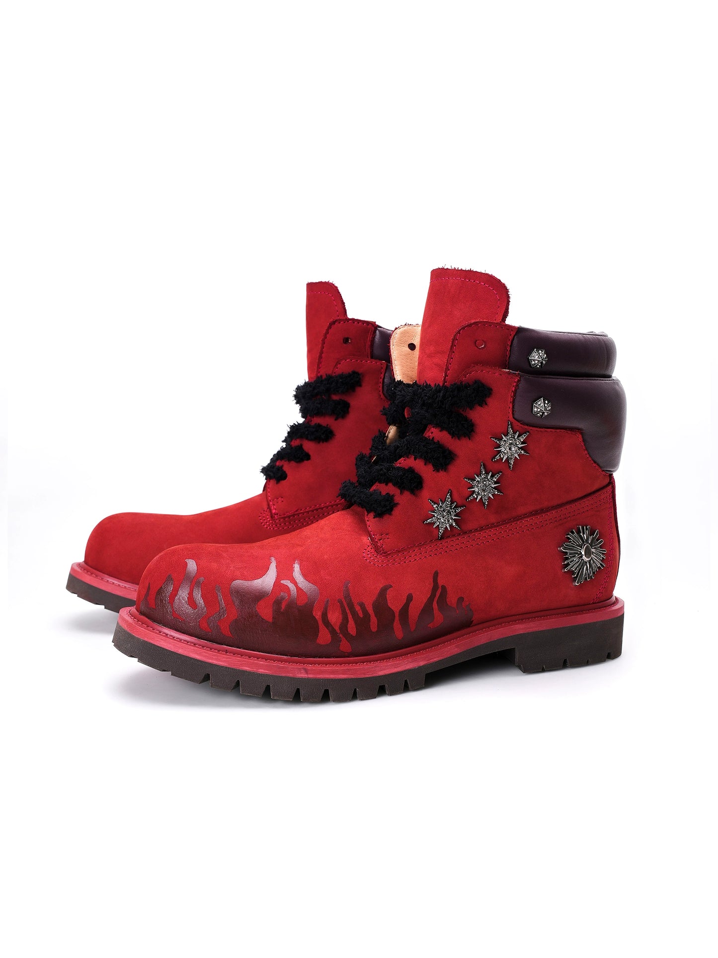 Metal Design Hand-Painted Flame Martin Boots WN22656