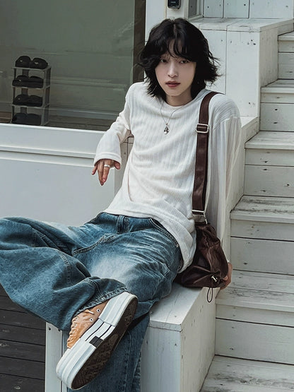 Ribbed Oversize Long Sleeve T-Shirt WN20236