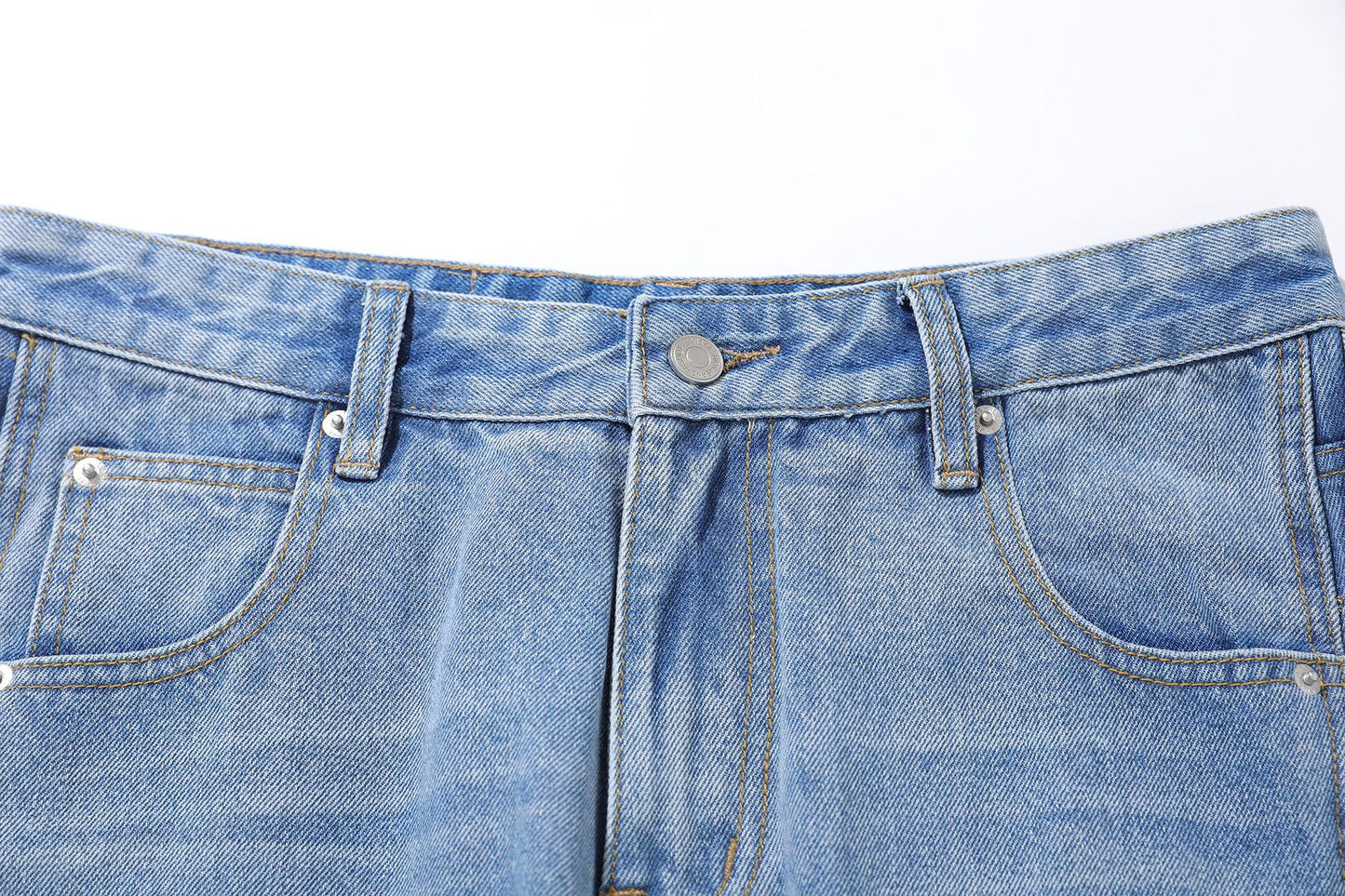 Washed Whisker Pin Tuck Wide Leg Denim Jeans WN26126