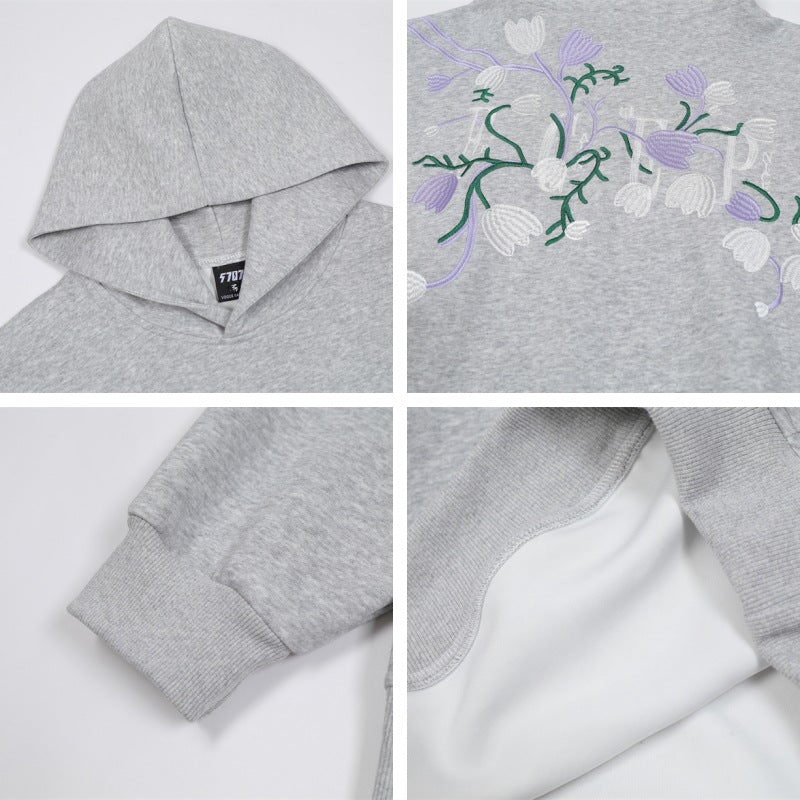 Floral Embroidery Oversize Pullover Hoodie WN11150