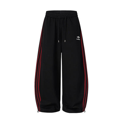 Stripe Embroidery Wide Leg Sweatpants WN28065