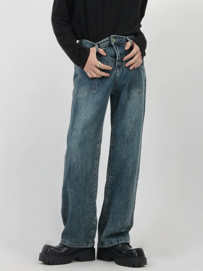 High Waist  Straight Denim Jeans WN6133