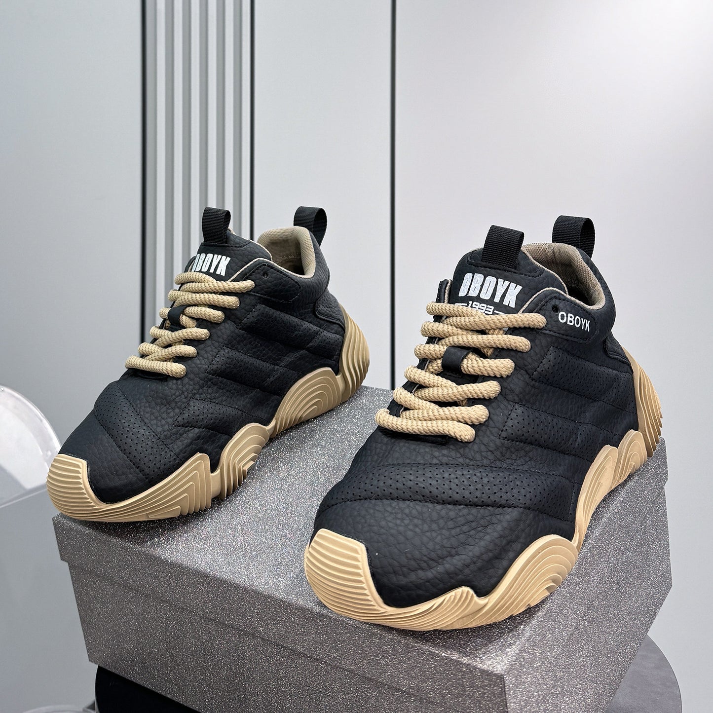 Platform Knit Chunky Lace-Up Sneakers WN24830