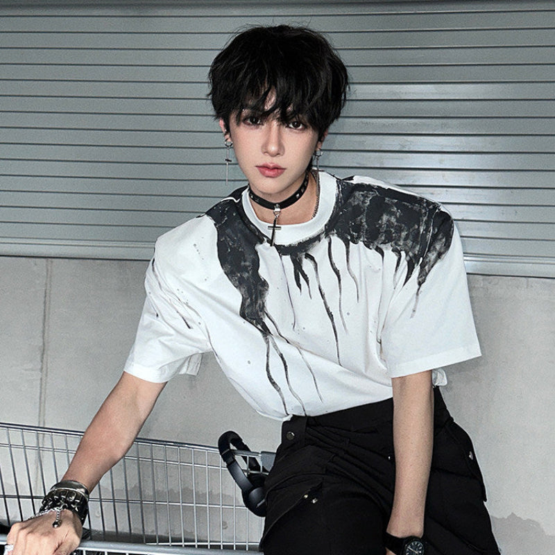 Oversize Drip Print Short Sleeve T-Shirt WN25087
