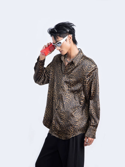 Leopard Print Shoulder Pad Long Sleeve Shirt WN9228