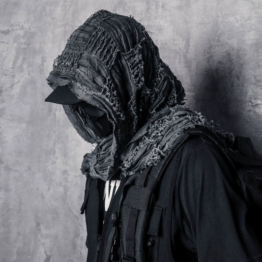 Wash Damage Raw Edge Irregular Shawl WN22352