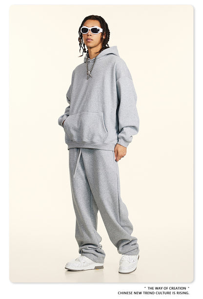Heavyweight Fleece Lining Pullover Hoodie & Zipper Sweatshirt & Sweatpants Setup WN9937