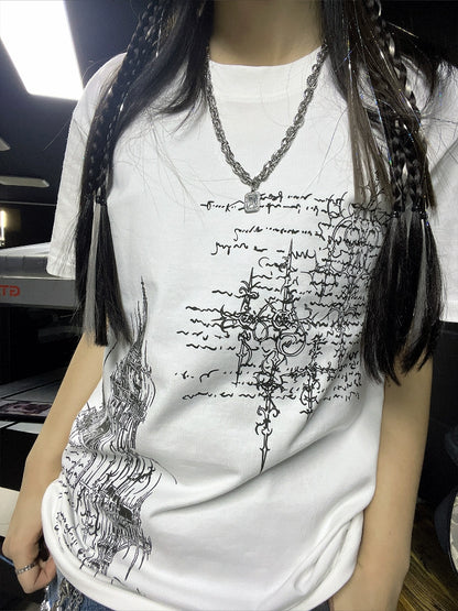 Graphic Design Oversize Short Sleeve T-Shirt WN16736