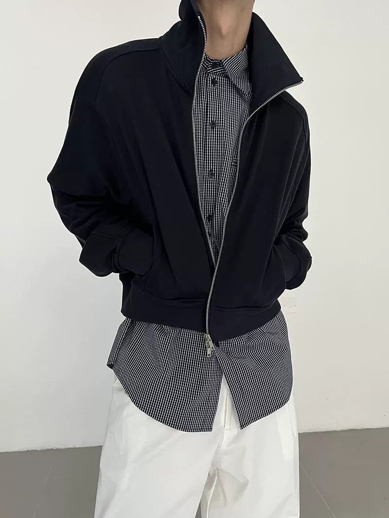 Zipper Stand Neck Short Jacket WN21568