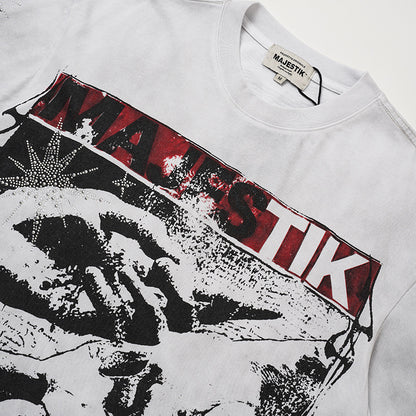 Washed Art Graphic Print Short Sleeve T-Shirt WN27822