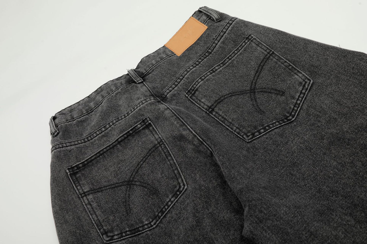 Washed Irregular Panel Wide Leg Denim Jeans WN25825