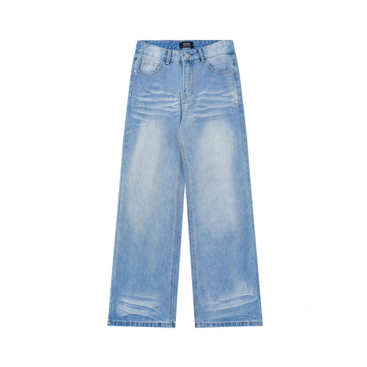 Washed Straight Leg Denim Jeans WN12778