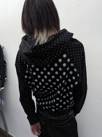 Polka Dot Headphone Skull Note Zipper Hoodie WN20917