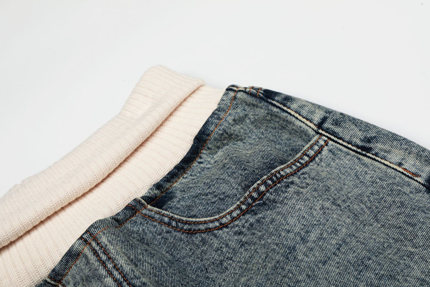 Deconstruction Patchwork Wide Leg Denim Jeans WN25851