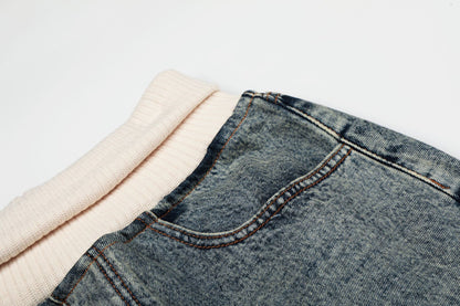 Deconstruction Patchwork Wide Leg Denim Jeans WN25851
