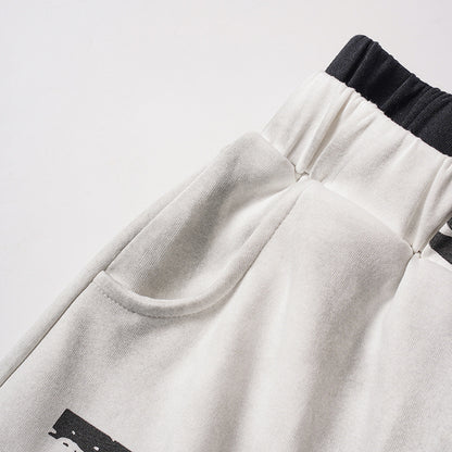 Letter Print Washed Wide Leg Sweatpants WN27927