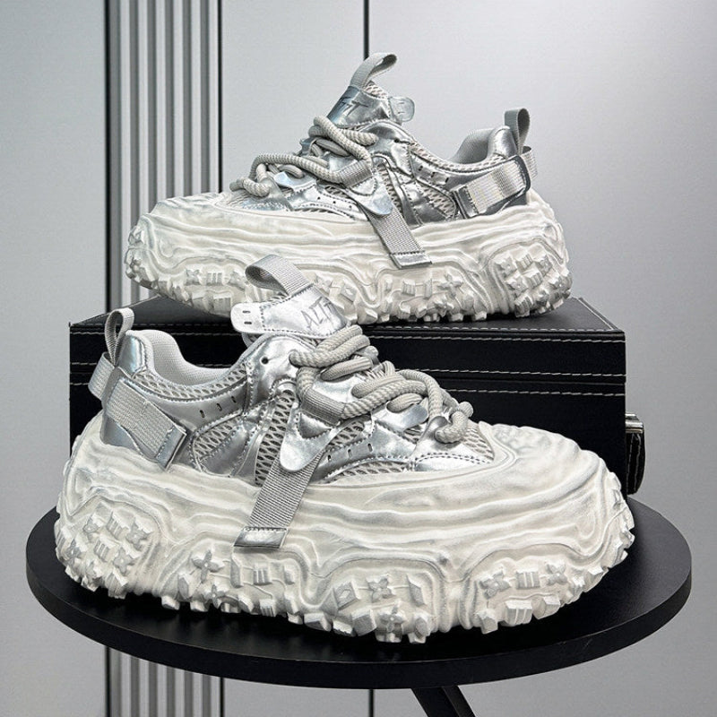 Metallic Strap Platform Chunky Sole Sneakers WN24683