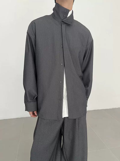 Reverse Pocket High-Neck Long Sleeve Shirt WN21672