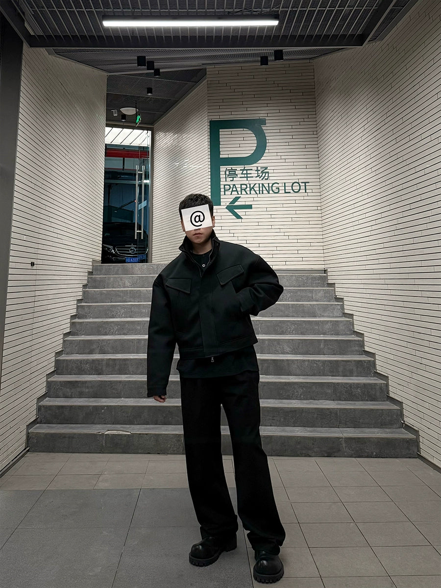 3D Cut Oversize Stand-Neck PU Leather Zipper Jacket WN17712