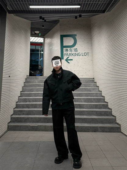 3D Cut Oversize Stand-Neck PU Leather Zipper Jacket WN17712