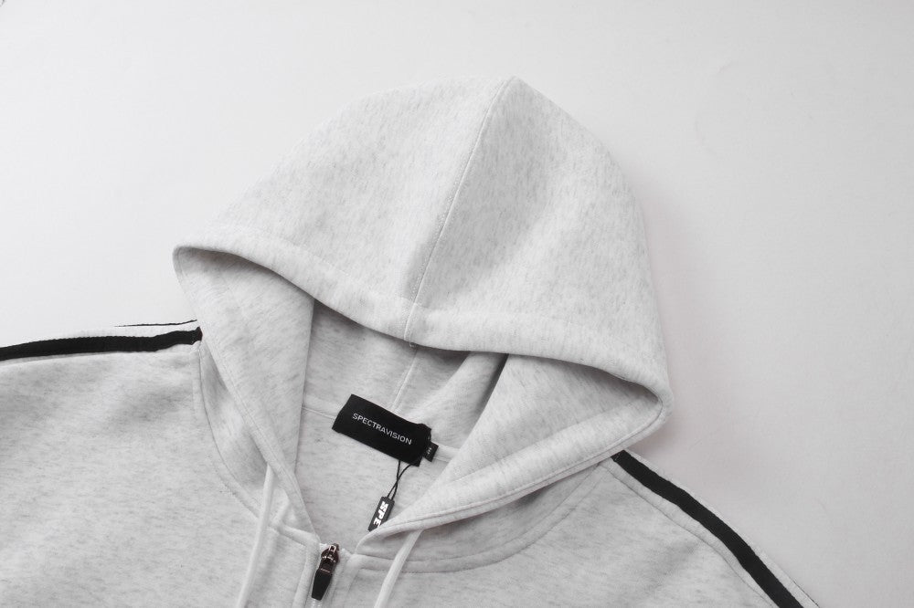 Stripe Zipper Hoodie & Wide Leg Drawstring Sweatpants Setup WN27993