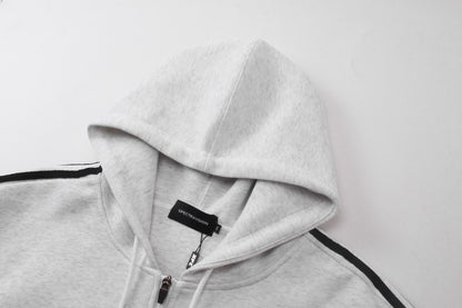 Stripe Zipper Hoodie & Wide Leg Drawstring Sweatpants Setup WN27993