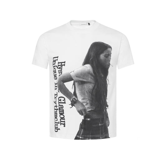 Sorona Figure Print Small Collar Short Sleeve T-Shirt WN25890