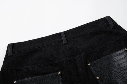 Python Pattern Rivet Denim Half Pants WN25746