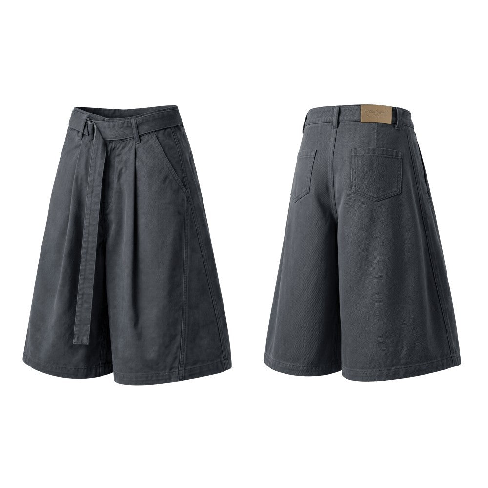 Washed Wide Leg Half Pants WN28051