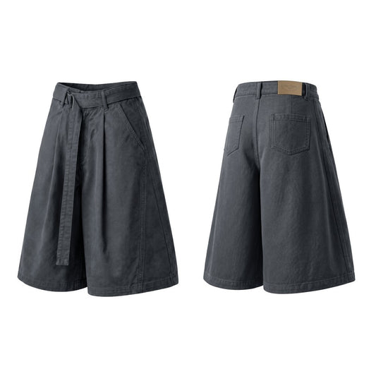 Washed Wide Leg Half Pants WN28051