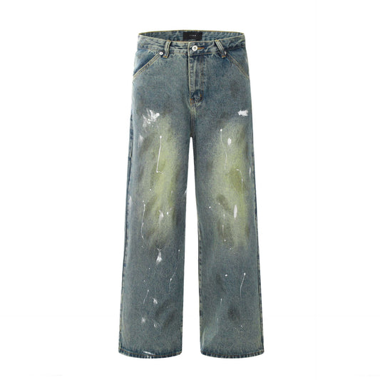 Washed Heavy-Duty Straight Denim Jeans WN12773