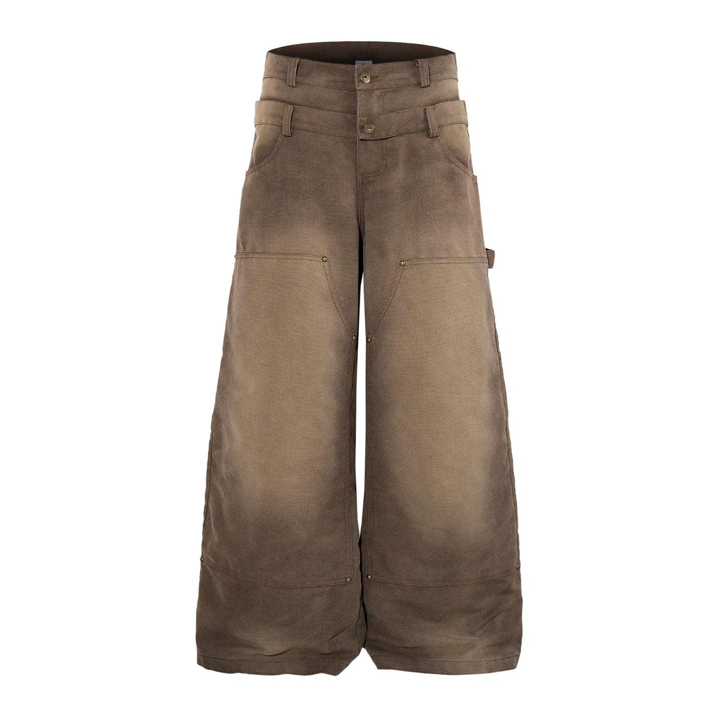Washed Panel Wide Leg Cargo Pants WN23591
