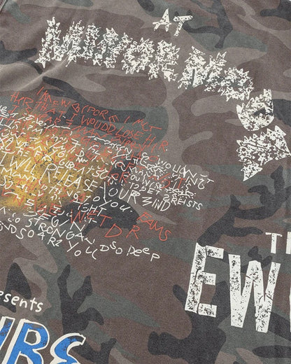 Camo Typography Graphic Sleeveless T-Shirt WN27985