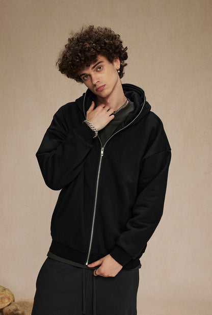 Oversize Plain Zipper Hoodie WN9971