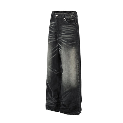 Washed Whisker Wide Leg Denim Jeans WN23063