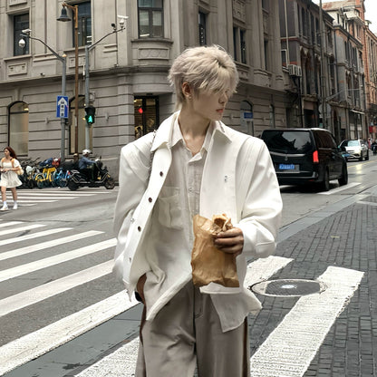 Double-Layer Stand-Collar Long & Short Sleeve Shirt WN19725