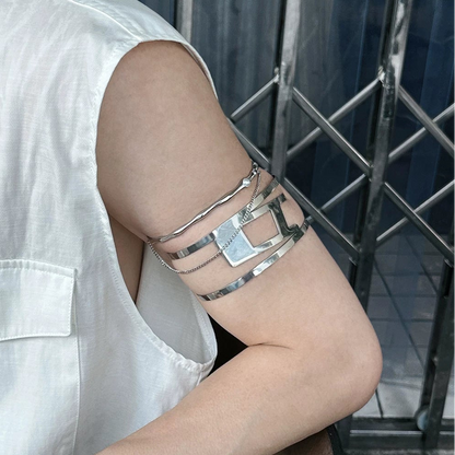 WN25144 Yang Yifan trendy brand European and American punk personality arm decoration arm ring opening adjustable high-end sense arm bracelet men's ins WN25144