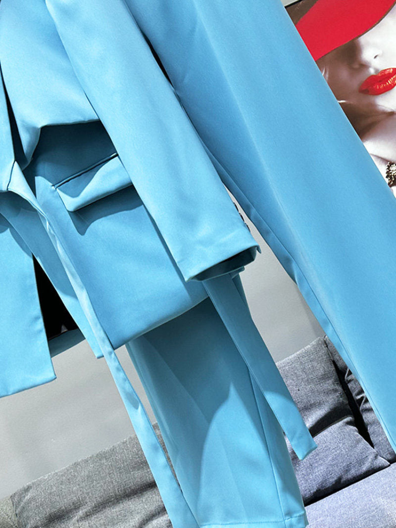 Fake Layered Tailored Jacket & Trousers Setup WN23867